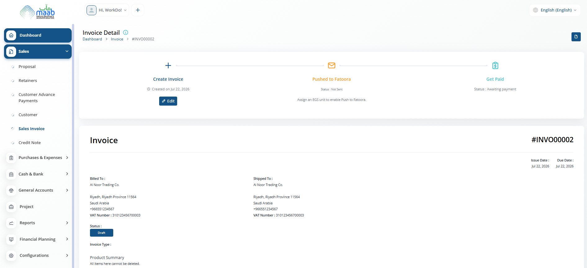 MAAB invoicing preview